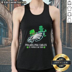 Official Philadelphia Eagles Football St. Patrick's Day 2026 tank top featuring vibrant green design and team logo.