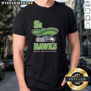 Top Si Hawks Puerto Vallarta Mexico T-Shirt featuring vibrant design and beach-inspired colors for casual wear.