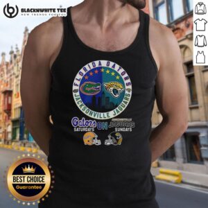 Hot Florida Gator and Jacksonville Jaguars logo mashup tank top design, perfect for game days and sports fans.