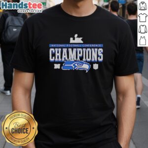 Seattle Seahawks NFC Champions Super Bowl LX T-shirt featuring team logo and vibrant colors for fans.