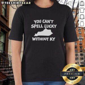 Awesome You Can't Spell Lucky Without Kentucky Map Ladies Tee in vibrant colors, perfect for Kentucky pride and style.