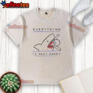 Original Everything Is Okey Dokey washed t-shirt in soft fabric, featuring a playful graphic design for casual wear.