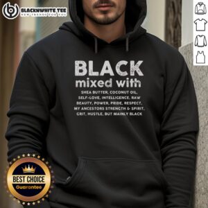 Alt Text: Stylish Good Black Hoodie mixed with shea butter and coconut oil, perfect for comfort and fashion lovers.