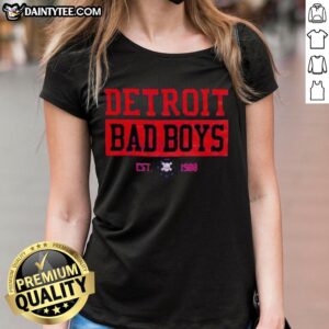 Nice Detroit Pistons Bad Boys Est 1988 Ladies Tee showcasing a stylish blue graphic design for fans of the team.