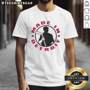 Premium Made In Detroit Red Wings Hockey T-Shirt featuring iconic logo and vibrant colors, perfect for fans and casual wear.