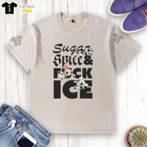 Nice The Powerpuff Sugar Spice and Fuck Ice washed t-shirt featuring vibrant graphics and a trendy, casual style.