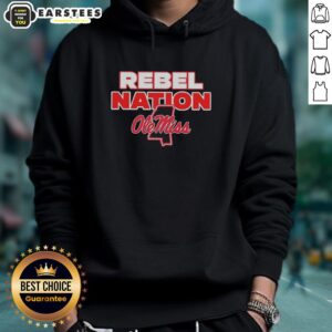 Alt Text: Awesome Ole Miss Rebel Nations hoodie featuring a stylish Mississippi outline design for fans and supporters.
