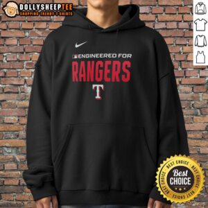Official Engineered For Texas Rangers MLB Logo Hoodie showcasing team colors and logo, perfect for fans.