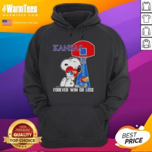 Awesome Peanuts Snoopy Forever Win or Lose Kansas Jayhawks Basketball hoodie featuring vibrant graphics and cozy design.