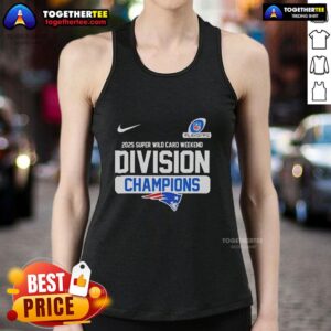 Alt Text: Top New England Patriots 2025 Super Wild Card Weekend Division Champions NFL tank top design showcasing team spirit.