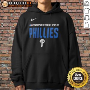 Official Engineered For Philadelphia Phillies MLB Hoodie in red, featuring team logo and stylish design for fans.