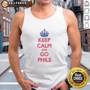 Good Philadelphia Phillies Keep Calm and Go Phils crown tank top featuring team colors and logo for fans.