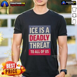 Alt Text: Hot Ice Is A Deadly Threat To All Of Us T-Shirt design featuring bold text on a stylish black background.