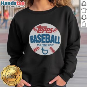 Alt Text: Premium Topps Baseball The Real One Raglan Sweatshirt featuring a stylish design and comfortable fit for sports fans.