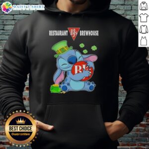 Alt Text: Cute Stitch Hug design on a hoodie celebrating St. Patrick's Day at BJ's Brewhouse, perfect for festive dining.