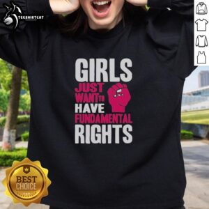 Official Girls Just Want to Have Fundamental Rights Sweatshirt in vibrant colors, promoting women's rights and empowerment.