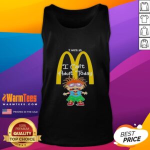 Chuckie Finster tank top with 'I work at McDonald's, I can't adult today' slogan, perfect for casual wear.