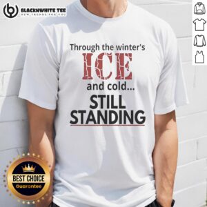 Hot Streets of Minneapolis Through The Winter's Ice and Cold Still Standing T-Shirt featuring a vibrant winter cityscape design.