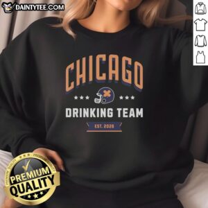 Awesome Chicago Drinking Team Est 2026 helmet sweatshirt in vibrant colors, perfect for fans and casual wear.