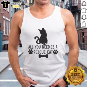 Pretty All You Need Is Rescue Cat Tank Top featuring a cute cat graphic, perfect for cat lovers and casual wear.