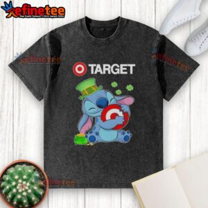 Alt Text: Official Stitch With St. Patrick's Hug Target Logo on a washed t-shirt, perfect for festive celebrations.