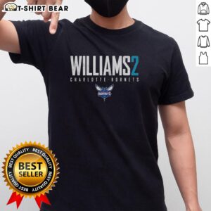 Nice Grant Williams 2 Charlotte Hornets Elite T-Shirt featuring vibrant team colors and player graphics, perfect for fans.