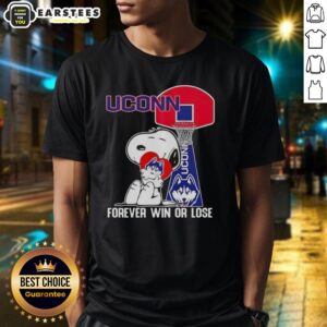 Awesome Peanuts Snoopy Forever Win Or Lose UConn Huskies Basketball T-Shirt featuring Snoopy and team logo.