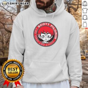 Alt Text: Original Scott Pilgrim Don't Get Mad Get Hoodie featuring colorful graphics and stylish design for fans of the series.