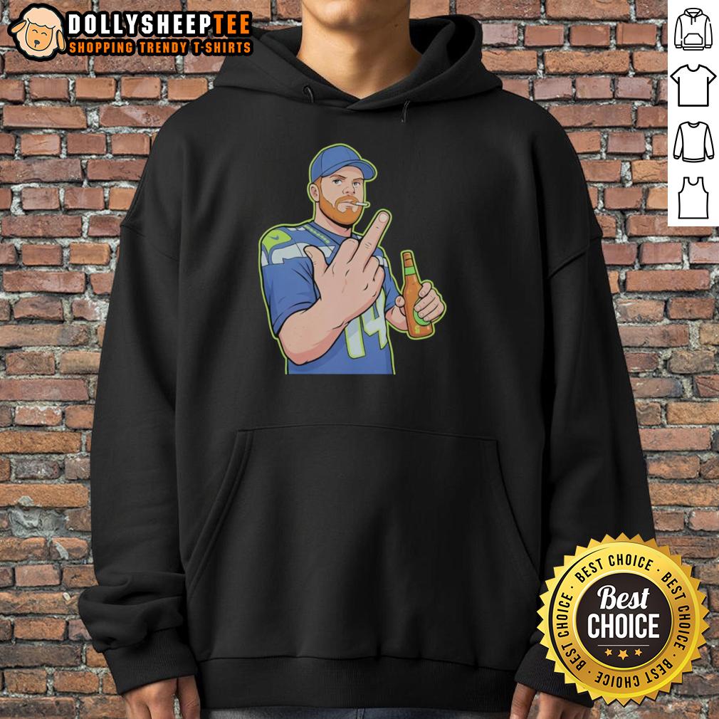 Awesome Cartoon Sam Darnold Flick Off Middle Finger Hoodie Awesome cartoon of Sam Darnold giving a middle finger, featured on a stylish hoodie design.