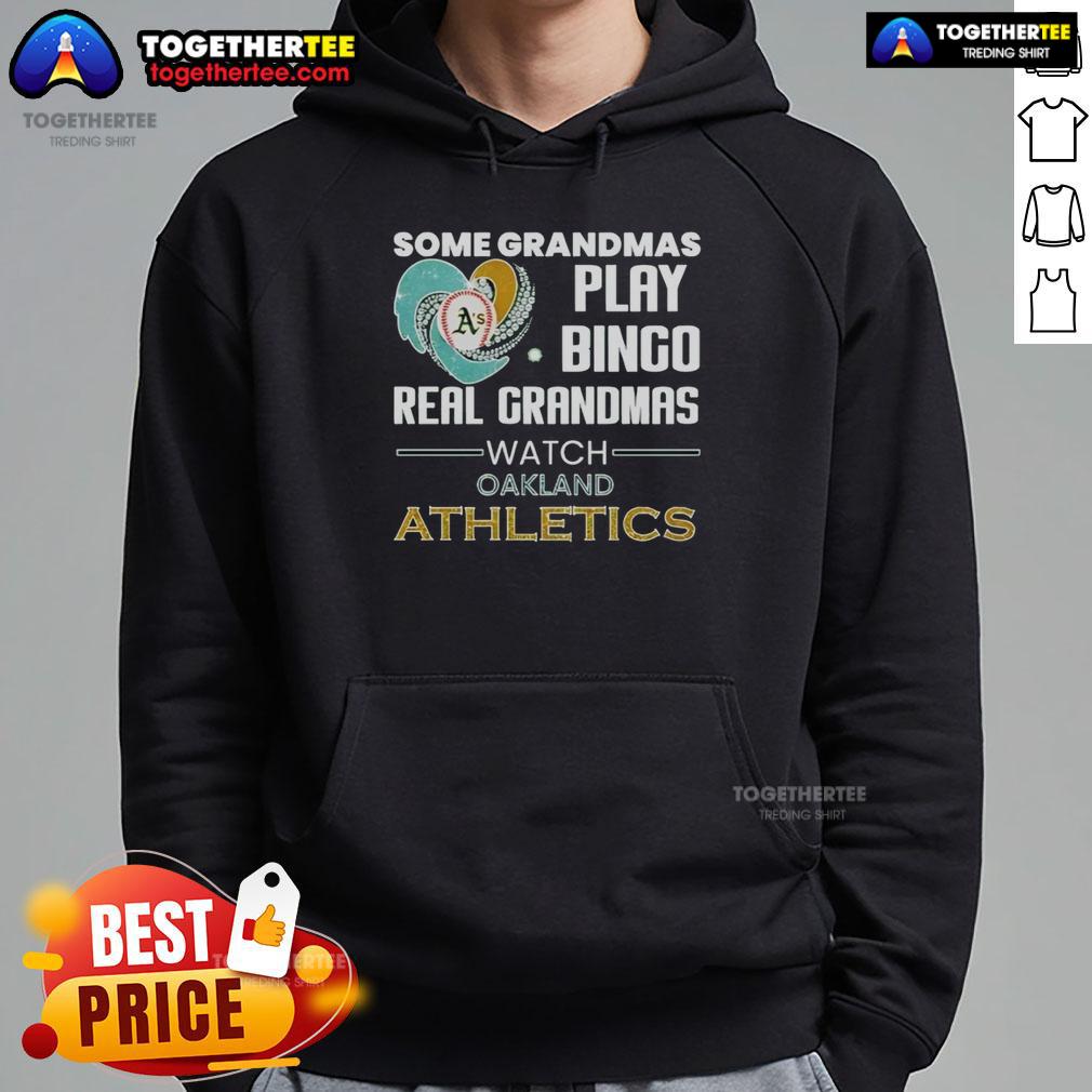 Awesome Oakland Athletics Some Grandmas Play Bingo Real Grandmas Watch Diamond Heart Shape Hoodie Awesome Oakland Athletics hoodie in a diamond heart shape, perfect for grandmas who love baseball and bingo.