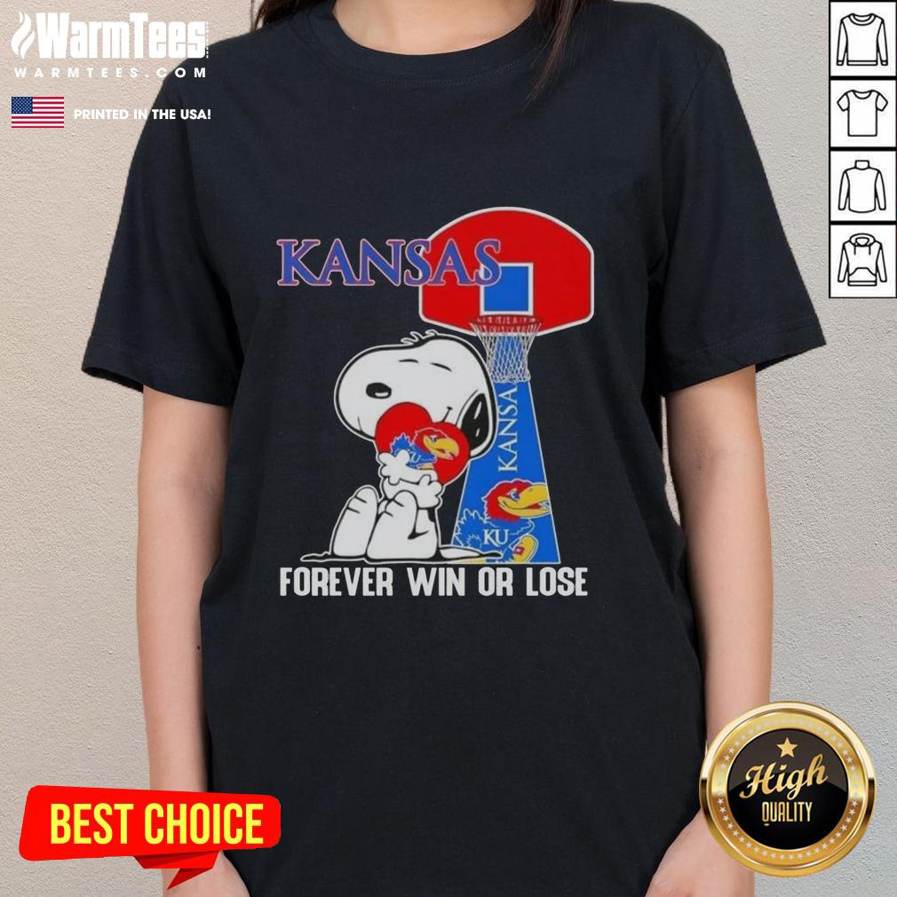 awesome-peanuts-snoopy-forever-win-or-lose-kansas-jayhawks-basketball-ladies-tee Awesome Peanuts Snoopy Forever Win or Lose Kansas Jayhawks Basketball ladies tee featuring vibrant graphics and team spirit.