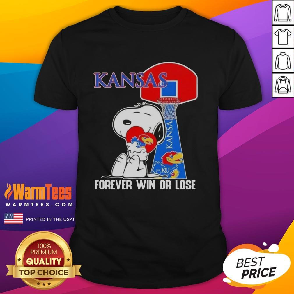 awesome-peanuts-snoopy-forever-win-or-lose-kansas-jayhawks-basketball-t-shirt-1 Awesome Peanuts Snoopy Forever Win Or Lose Kansas Jayhawks Basketball T-Shirt featuring Snoopy and Jayhawks logo.