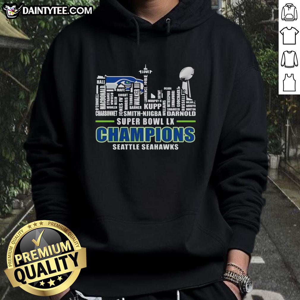 awesome-seattle-seahawks-super-bowl-lx-champions-2026-players-name-city-skyline-shape-hoodie Seattle Seahawks Super Bowl LX Champions 2026 hoodie featuring player names and city skyline shape design.