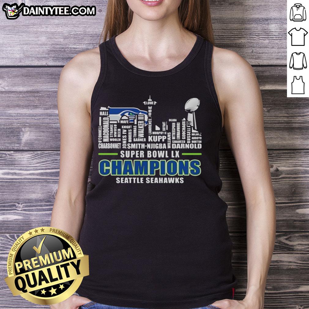 awesome-seattle-seahawks-super-bowl-lx-champions-2026-players-name-city-skyline-shape-tank-top Alt Text: Seattle Seahawks Super Bowl LX Champions 2026 tank top featuring players' names and iconic city skyline shape.