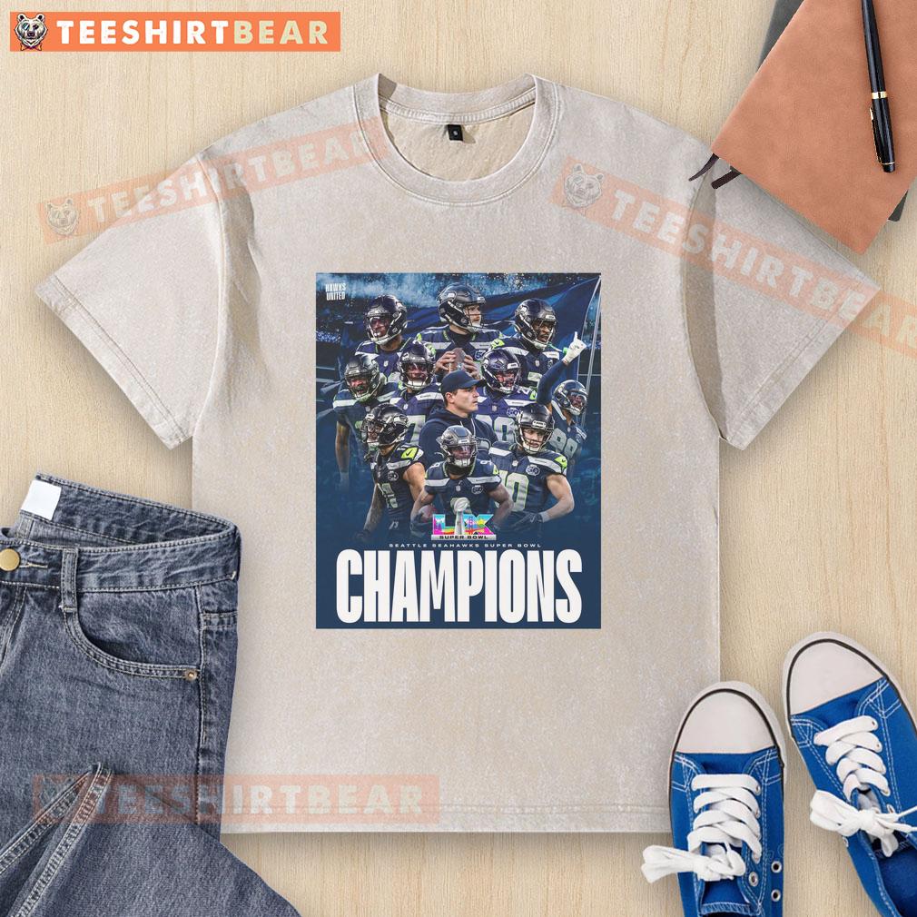 awesome-seattle-seahawks-team-at-super-bowl-lx-2026-champions-graphic-washed-t-shirt Alt Text: Seattle Seahawks Super Bowl LX 2026 champions graphic on a washed t-shirt, showcasing team pride and style.
