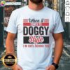 Retro t-shirt featuring 'Awesome When It Comes To Doggy Style I'M 100 Percent Behind You' graphic design.