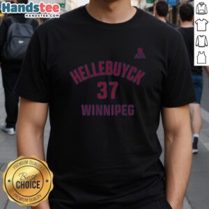 Alt Text: Premium Connor Hellebuyck Winnipeg Name & Number T-Shirt featuring bold graphics and soft fabric for fans.