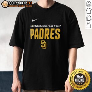 Official Engineered For San Diego Padres MLB logo T-shirt featuring team colors and logo, perfect for Padres fans.
