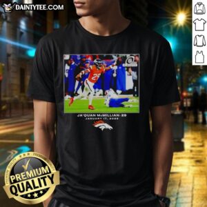 Alt Text: Top Ja'Quan McMillian Denver Broncos Football 2026 NFL T-Shirt featuring team colors and player graphics.