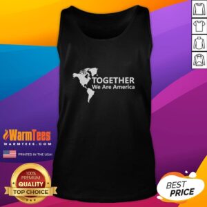 Alt Text: Official Together We Are America tank top featuring a colorful map of America, perfect for patriotic fashion.