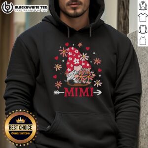 Awesome Mimi Valentine Gnome hoodie featuring cute love heart design, perfect for Valentine's Day celebrations.