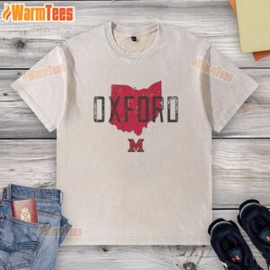 Premium Oxford Hometown Miami Redhawks Basketball washed t-shirt in red, showcasing team spirit and comfort.
