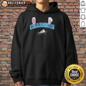 Official Los Angeles Chargers x Snoopy Happy Easter hoodie featuring vibrant graphics and a festive design.