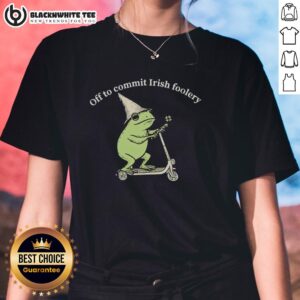 Awesome frog in a fun design on a ladies tee, perfect for committing Irish foolery this St. Patrick's Day.