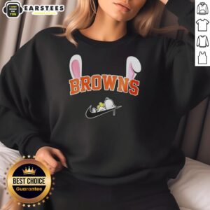 Awesome Cleveland Browns X Snoopy Happy Easter Sweatshirt featuring vibrant design, perfect for fans celebrating Easter.