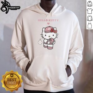 Premium Akron Basketball x Hello Kitty baseball hoodie featuring a playful design and vibrant colors for stylish fans.