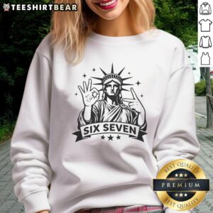 Funny Statue of Liberty sweatshirt featuring a humorous design, perfect for casual wear and patriotic occasions.