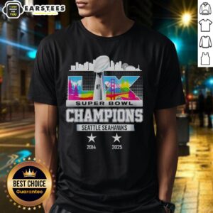 Retro Seattle Seahawks Super Bowl LX Champions T-Shirt 2014-2025, celebrating the team's iconic victories and fan spirit.