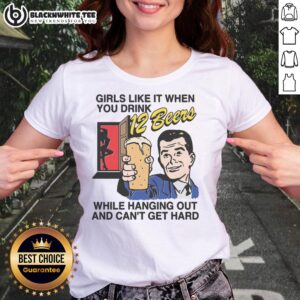 Good Girls Like It When You Drink 12 Beers Ladies Tee featuring a humorous beer-themed graphic for fun outings.