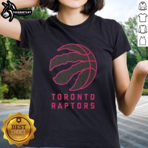 Premium Toronto Raptors Highlight Reel Ladies Tee showcasing vibrant team colors and stylish design for fans.